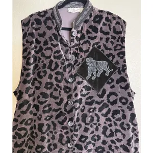 Laffaire Womens OS Purple Animal Print Velvet Tiger Long‎ Cardigan Dress Duster thumbnail 2