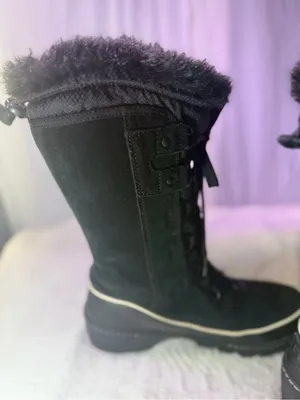Sorel Black Lace-Up Women's Winter Tall Boot with Faux-Fur Trim thumbnail 9