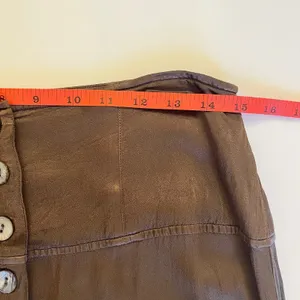 Raquel Allegra Satin Maxi Skirt L Button Front Boho Indie Minimalist Moss Brown thumbnail 11