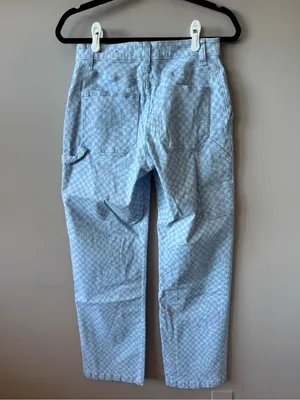 Hollister Women's Blue Checkered High Rise Utility Dad Pants Size 26/3 Regular thumbnail 10