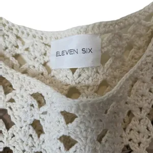 Eleven Six Shaya Crochet Midi Dress w/ Fringe Ivory Cotton Resort Wear Old Money thumbnail 3