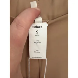 Halara Tan Asymmetrical Ruffle Wide Leg Trousers Pants Small Petite NWT 8YZ5V thumbnail 7