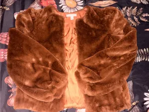 Chelsea & Violet Brown Faux Fur Jacket with Copper Lining thumbnail 3