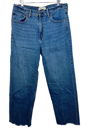 Abercrombie & Fitch 90s Relaxed High Rise Straight Leg Blue Jeans Womens 32 14 R thumbnail 1