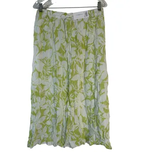Croft & Barrow‎ Womens XL Lime Green White Tropical Leaf Midi Skirt NWT thumbnail 2