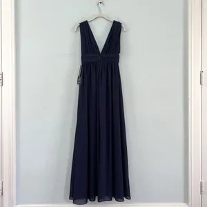 NWT Lulus Heavenly Hues Navy Blue Leg Slit Bridesmaid Maxi‎ Dress Gown thumbnail 4