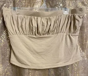 Free People Beach Nude Ruched Strapless Tube Top Large NWOT thumbnail 1