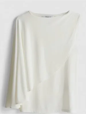 Primark Ivory Asymmetrical cape One-Shoulder Top thumbnail 1