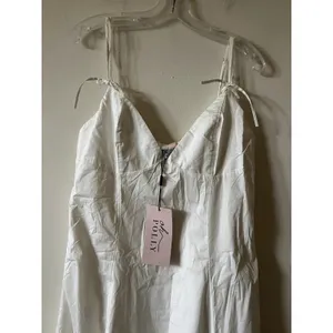 Oh Polly Mallory Bow-Detail A-Line Midi Dress in White Size 14 New thumbnail 6