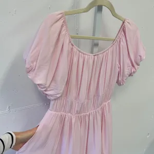 Fashion Pink Puff Sleeve Smocked Waist Mini Dress Cottagecore Pockets Small thumbnail 5