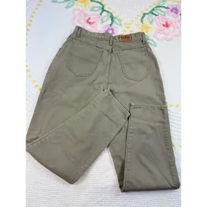 LL Bean Vintage Womens Size 14 High Waist Pleated Tapered Leg Jeans Khaki‎ thumbnail 2