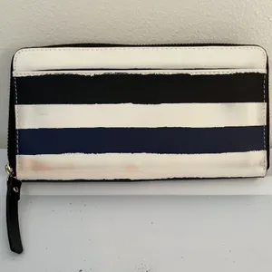 Kate Spade‎ Zip Around Organizer Clutch Wallet Navy and Cream Stripe— Color Flaw thumbnail 3