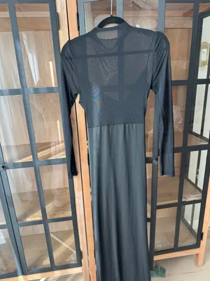 Meshki long sleeve mesh maxi dress brooch ruched embellished slip flower gold mock thumbnail 2