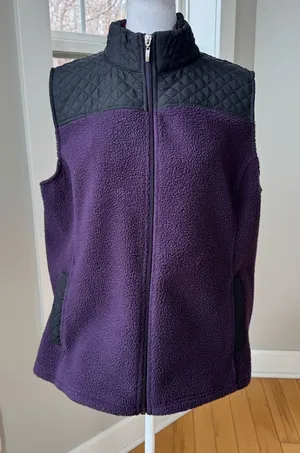 Vintage Croft & Barrow Purple and Black Quilted Fleece Vest Sz XL Petite thumbnail 1