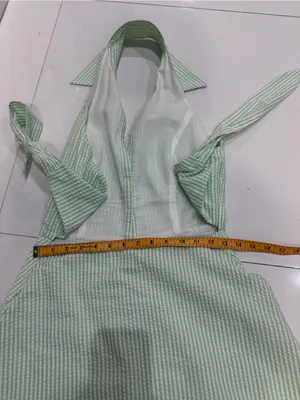 Spenser Jeremy Sleeveless Green Seersucker Button-Front Dress thumbnail 8