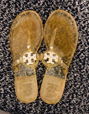 Tory Burch Transparent Yellow Jelly Logo Thong Sandals thumbnail 1