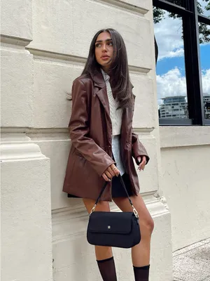 Princess Polly Chocolate Brown Faux Leather Blazer thumbnail 3