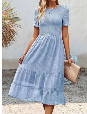 NEW Ruffle Ruffle Dress A-Line High Waist Boho Dress S thumbnail 2