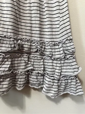 Pink Rose Striped Ruffle Mini Dress in Gray and Black Size M thumbnail 4
