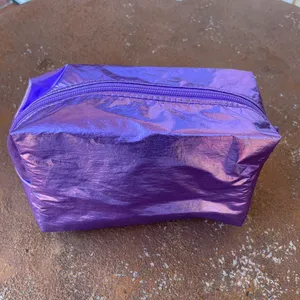 Free People New purple metallic make up/ toiletry bag thumbnail 2