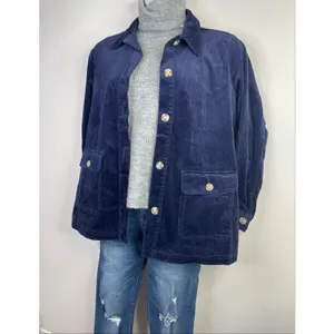 Appleseeds Wide Wale Corduroy Shacket Barn Coat Chore Jacket Stretch Navy Blue M thumbnail 12