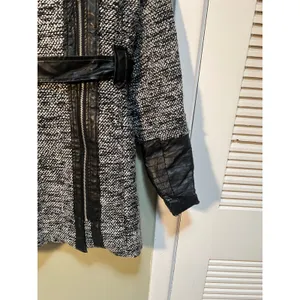 Yoki Outerwear Collection Womens Size Large Coat Jacket Black Gray Tweed Leather thumbnail 4