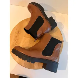 Anthropologie Stompy Chelsea Tan Leather Chunky Heeled Boots Size 40 Spain Made thumbnail 2