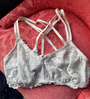 Aerie Cream Lace Bralette with Double Straps thumbnail 1