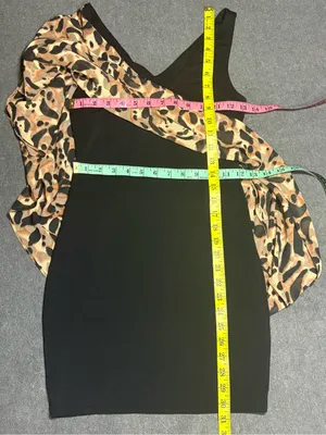 bebe Asymmetrical Leopard-Print Dress Y2K Black & Tan XS thumbnail 3