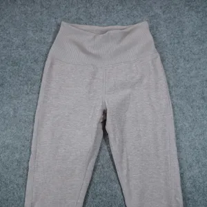 Alo XS Yoga Alosoft Goddess Leggings High Waist Heathered Beige Tan Ribbed thumbnail 2
