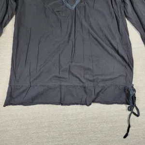 Polo Jeans Co Long Sleeve V Neck Tie Side Top Womens Medium Black Cotton Modal thumbnail 4