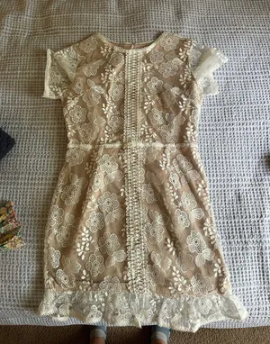 Franco White Lace Dress Size L thumbnail 1