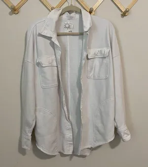 Aerie White Button Front Shacket size Medium thumbnail 1