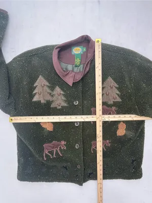 Cabelas Womens Green Moose Pine Tree Applique Cabin Core Sherpa Fleece Jacket XL thumbnail 10