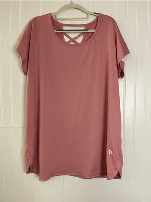 Tuff Athletics Dusty Rose Crisscross Back Top Size XXL thumbnail 1