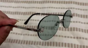 Rimless Round Blue Sunglasses thumbnail 6