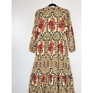 A Loves A Womens Dress Brown Vintage Floral Split V Neck Midi A Line Boho XS thumbnail 8
