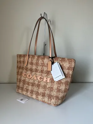 Coach City Tote Bag With Gingham Print thumbnail 3