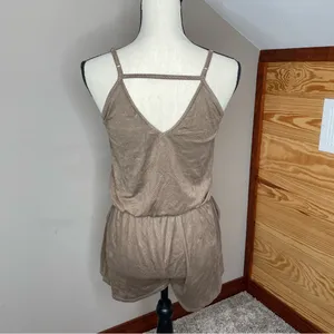 Movement Tan Brown Faux Suede Sleeveless Romper Small NWT thumbnail 3
