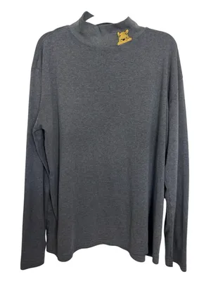 Vintage 90s Disney Winnie the Pooh Embroidered Gray Mock Neck Long Sleeve L thumbnail 1