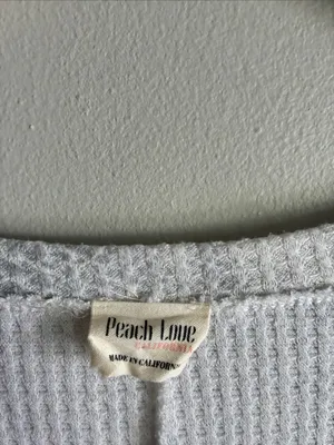 Peach Love California Gray Waffle Knit Peplum Top Large thumbnail 2