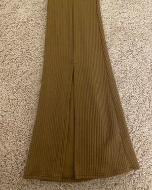Ribbed Brown Flare Leggings thumbnail 3