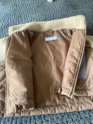 ASOS cropped fleece jacket in camel thumbnail 7