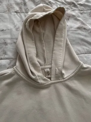 ALO Yoga Air Land Ocean Cream Short-Sleeve Cropped Hoodie sweatshirt, size M thumbnail 7