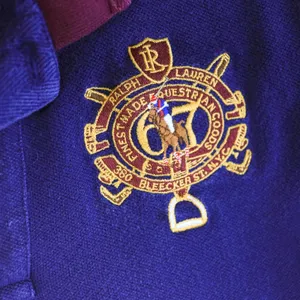 Ralph Lauren Skinny Polo Women M Navy White Sash Crest Equestrian Vintage Y2K thumbnail 9