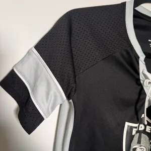 NFL Raiders Black and Gray Lace-Up V-neck Jersey Top Womens Small thumbnail 5