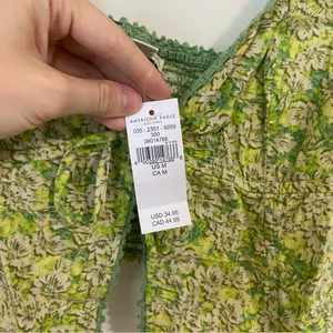 NWT American Eagle Tie Front Green Floral Tank size Medium thumbnail 6