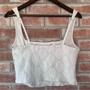 American Eagle Lace Crochet Crop Tank Top Corset Women’s Large White Boho thumbnail 5