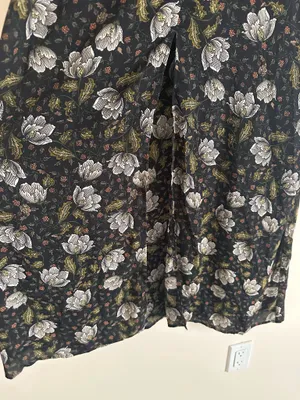 Smell the Roses Black Floral Racerback Slip Maxi Dress Slit Size S thumbnail 6
