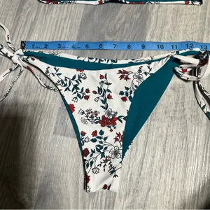 Zaful Teal Green White Floral Swim Suit Bikini Set; Medium thumbnail 2